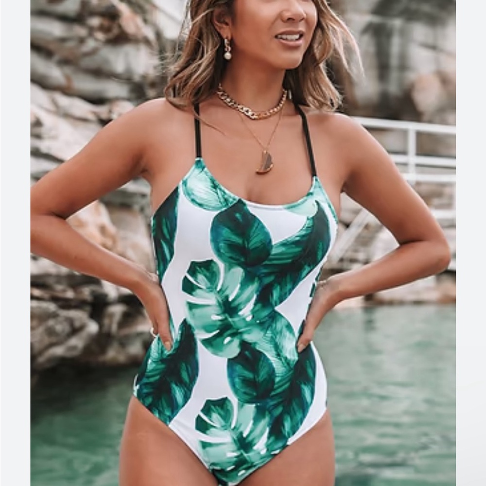 CupShe Tropical Leaf Print Swimsuit